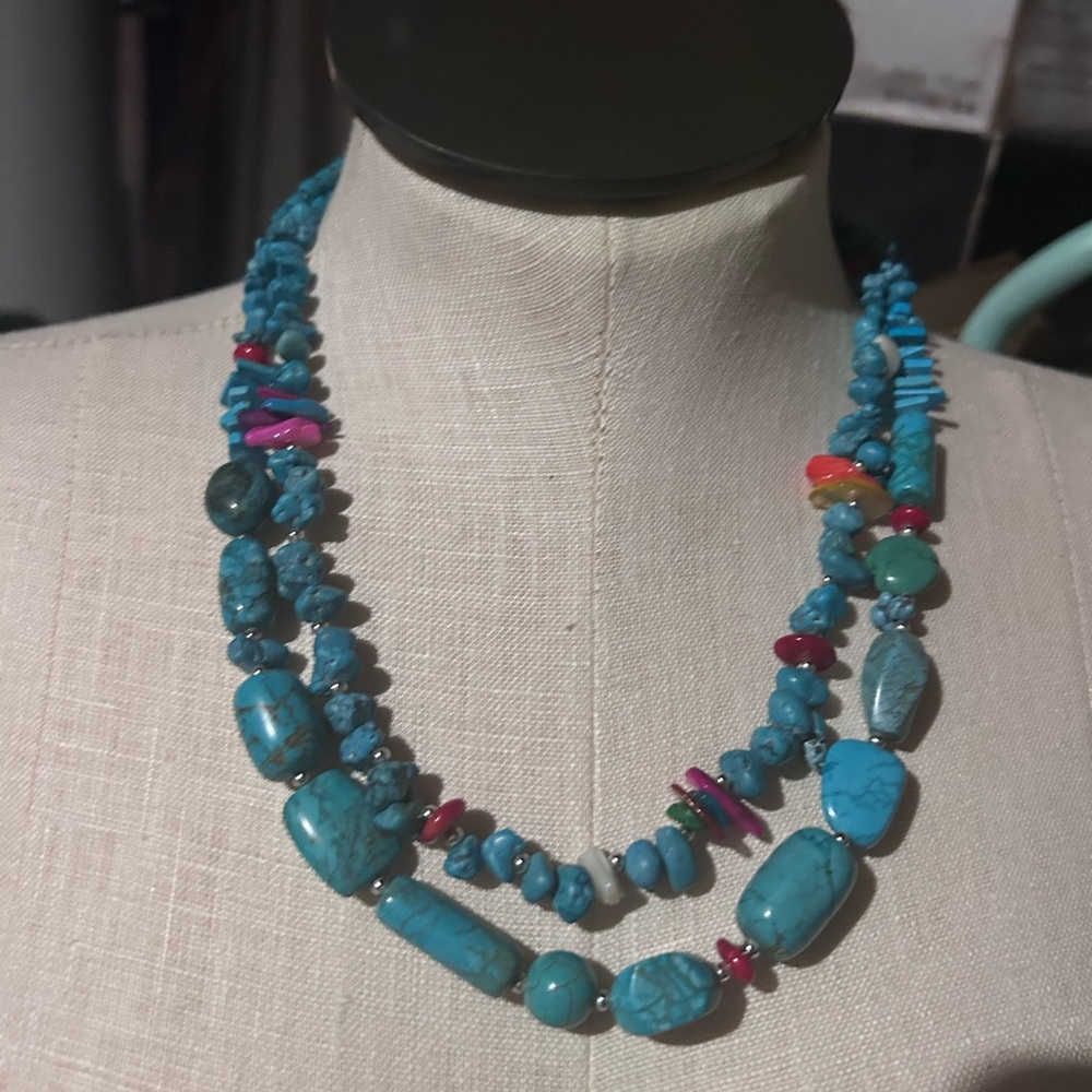 Double strand turquoise necklace